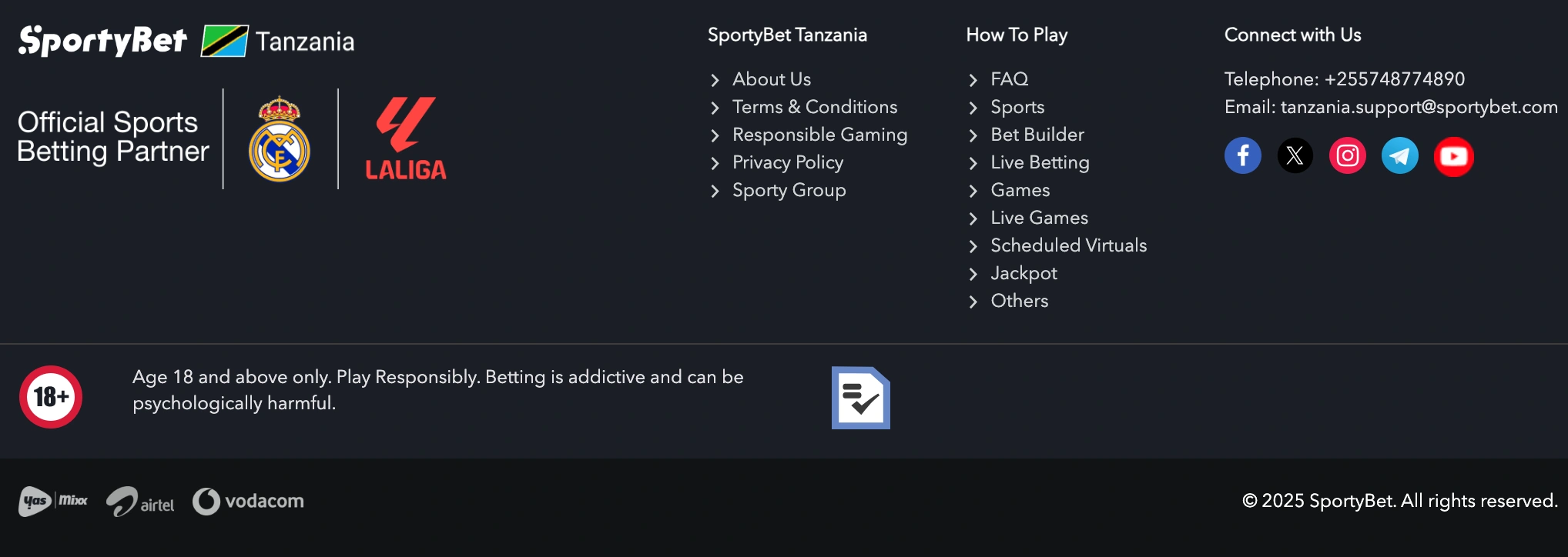 Contact and support channels for SportyBet Tanzania users