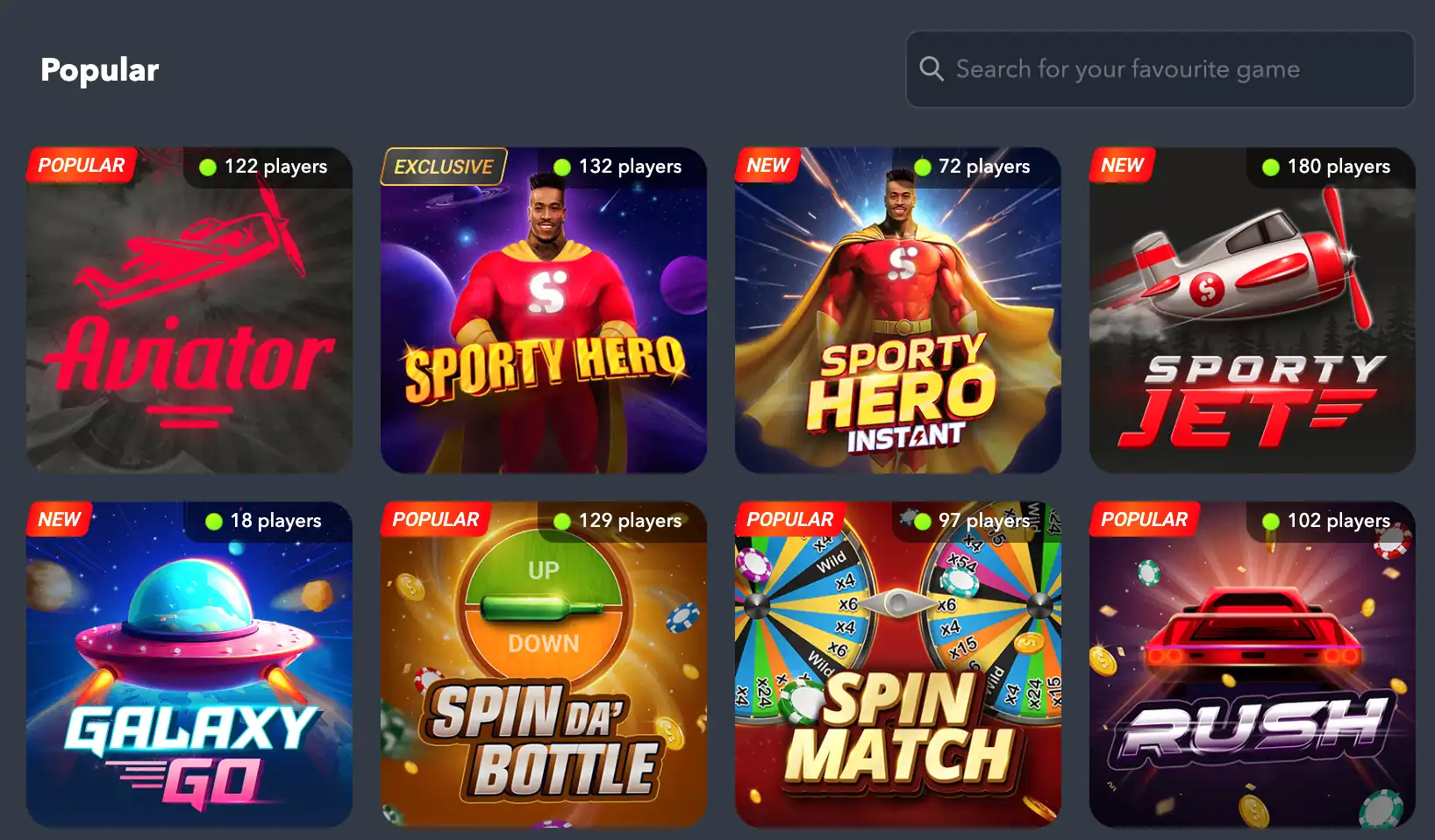Selection of popular games on SportyBet Tanzania